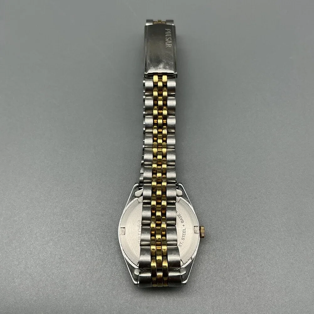 Pulsar Womens Watch 24mm Two Tone Stainless V783-X003 Day Date New Battery